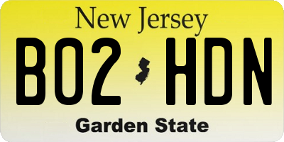 NJ license plate B02HDN