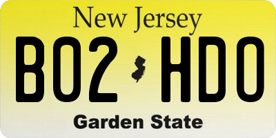 NJ license plate B02HDO