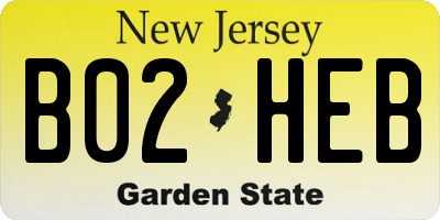 NJ license plate B02HEB