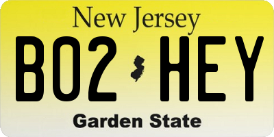 NJ license plate B02HEY