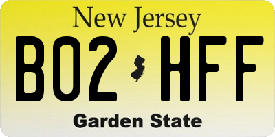 NJ license plate B02HFF