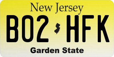 NJ license plate B02HFK