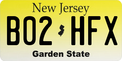 NJ license plate B02HFX