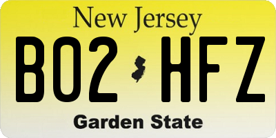 NJ license plate B02HFZ