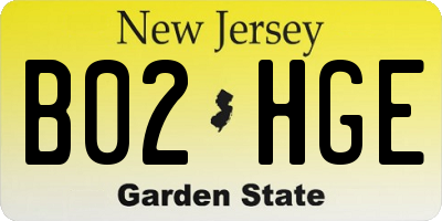 NJ license plate B02HGE