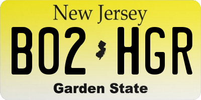 NJ license plate B02HGR