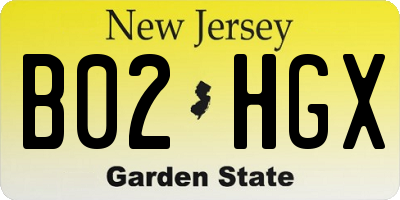 NJ license plate B02HGX