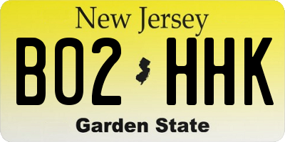 NJ license plate B02HHK