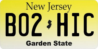 NJ license plate B02HIC