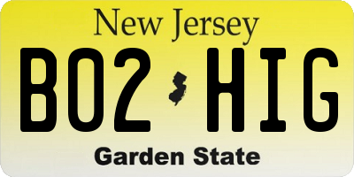 NJ license plate B02HIG