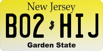 NJ license plate B02HIJ