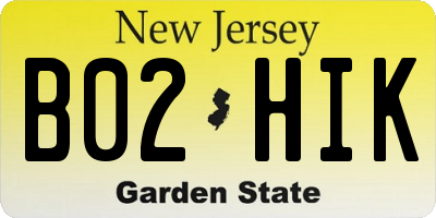NJ license plate B02HIK