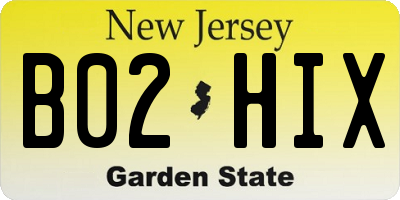 NJ license plate B02HIX