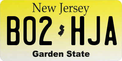 NJ license plate B02HJA