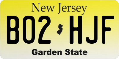 NJ license plate B02HJF