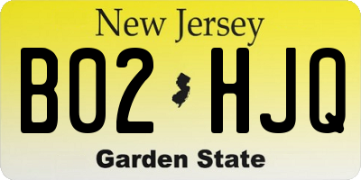 NJ license plate B02HJQ
