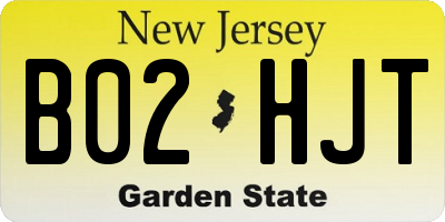 NJ license plate B02HJT