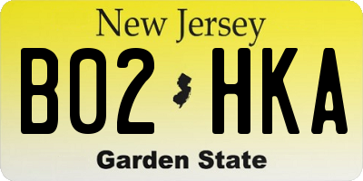 NJ license plate B02HKA