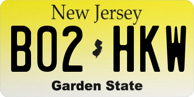 NJ license plate B02HKW
