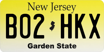 NJ license plate B02HKX