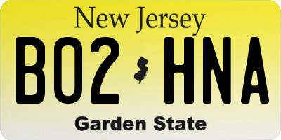 NJ license plate B02HNA