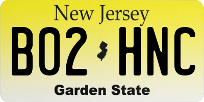 NJ license plate B02HNC