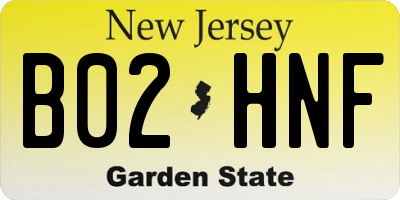 NJ license plate B02HNF