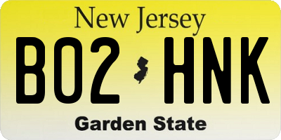 NJ license plate B02HNK