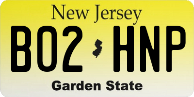 NJ license plate B02HNP