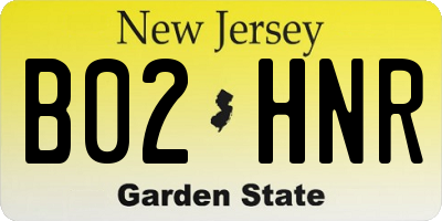 NJ license plate B02HNR