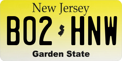 NJ license plate B02HNW