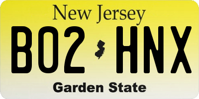 NJ license plate B02HNX