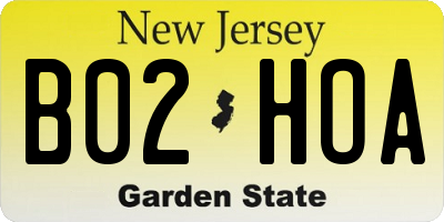 NJ license plate B02HOA
