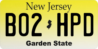 NJ license plate B02HPD