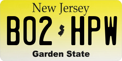 NJ license plate B02HPW