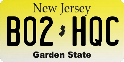 NJ license plate B02HQC