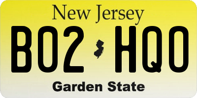 NJ license plate B02HQO