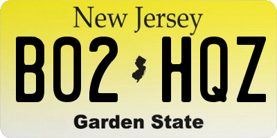 NJ license plate B02HQZ