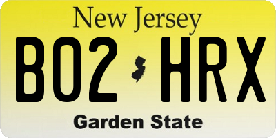 NJ license plate B02HRX