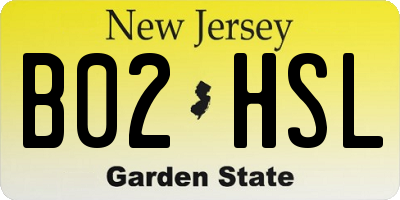 NJ license plate B02HSL