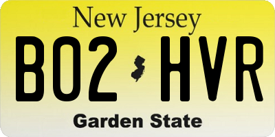 NJ license plate B02HVR