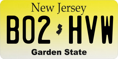 NJ license plate B02HVW