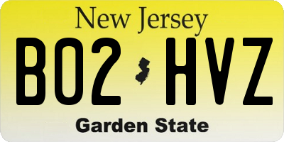 NJ license plate B02HVZ
