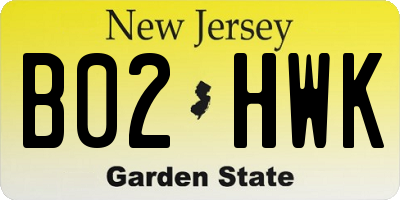 NJ license plate B02HWK