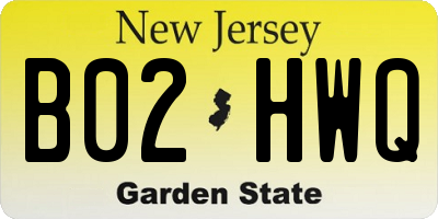 NJ license plate B02HWQ