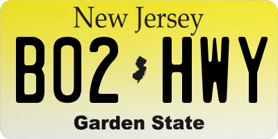 NJ license plate B02HWY