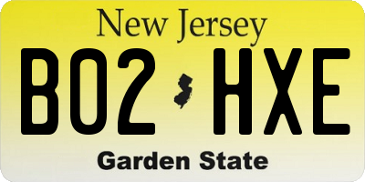 NJ license plate B02HXE