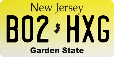 NJ license plate B02HXG