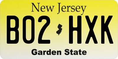 NJ license plate B02HXK