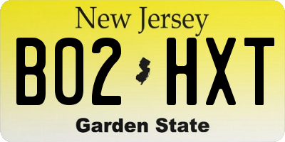 NJ license plate B02HXT